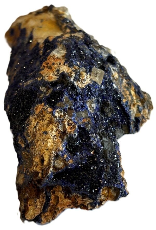 Natural azurite malachite freeform specimen 2 sians emporium Raw azurite and malachite freeform mineral specimen with deep blue crystalline crust on natural matrix